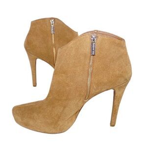 Gianni Bini Suede Almond Toe Heeled Booties, Size 9.5